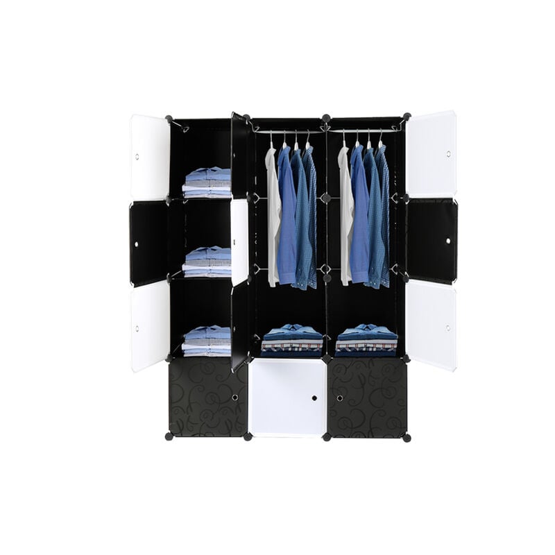 armoire penderie portable, étagère de rangement, cubes de stockage modulaire en plastique en métal stable, assemblage facile pour vêtements,