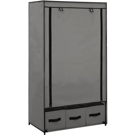 Armoire Penderie, Porte-Vêtements, Garde-robe gris 87 x 49 x 159 cm tissu pewv66934 DESIGN IN