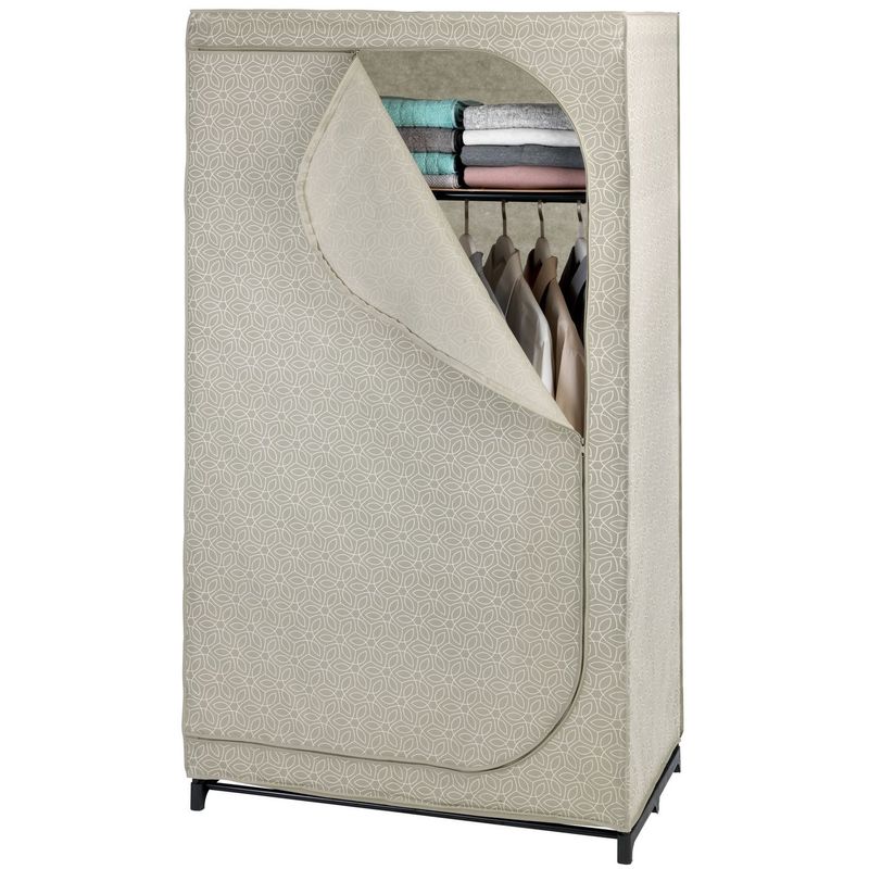 armoire penderie tissu balance - l. 90 x h. 160 cm - 90 x 50 x 160 - taupe