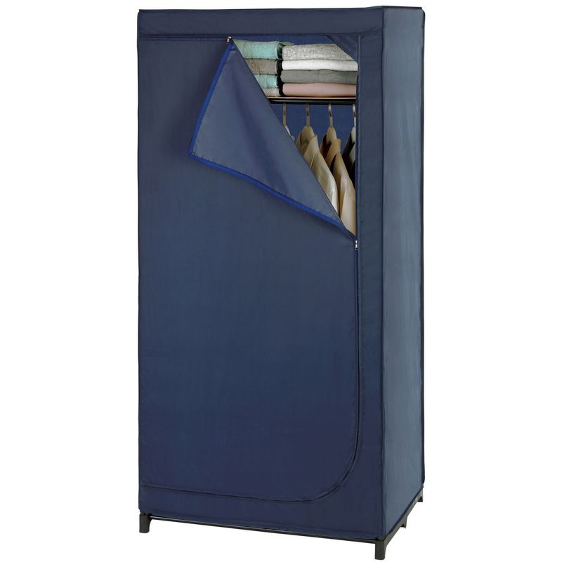 wenko - armoire penderie tissu business - l. 75 x h. 160 cm - 75 x 50 x 160 - bleu foncé