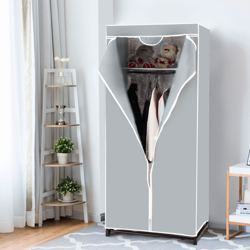 Design In - Armoire Penderie Tissu Rangement Vêtements Grande Capacité 75x50x170 cm Gris CW40107