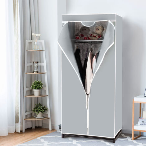Armoire Penderie Tissu Rangement Vêtements Grande Capacité 75x50x170 cm Gris CW40107
