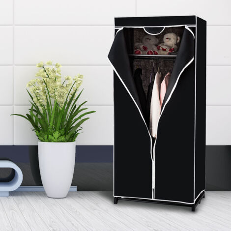 Armoire Penderie Tissu Rangement Vêtements Grande Capacité 75x50x170 cm Noir CWXT5558 DESIGN IN