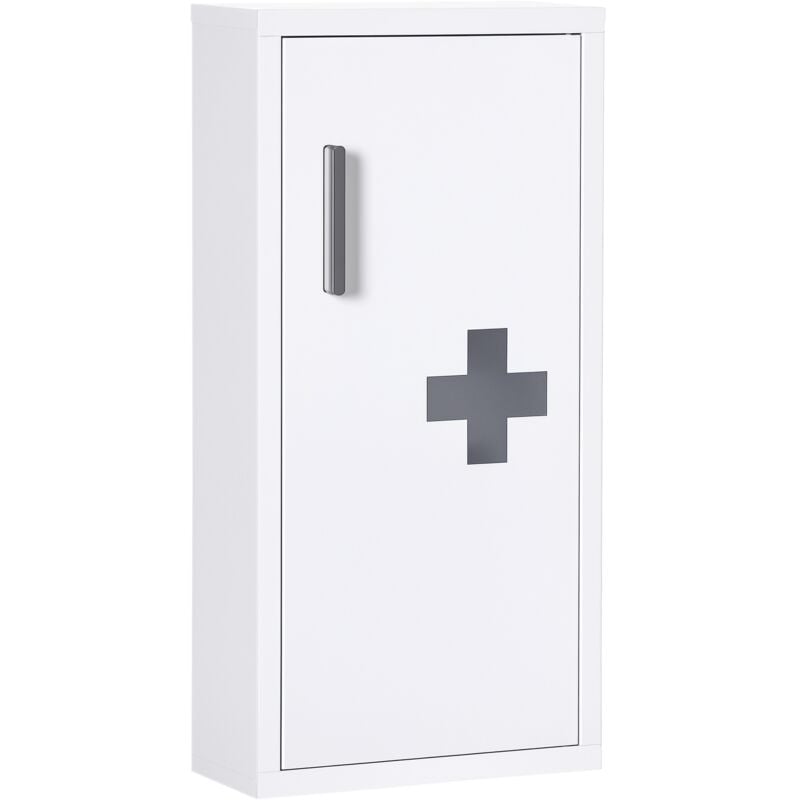 Armoire à pharmacie 2 étagères 3 niveaux dim. 30L x 12l x 60H cm logo croix transparent acier blanc