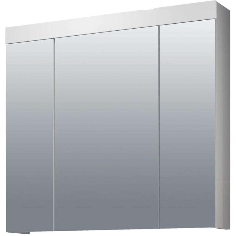 Devon Armoire de toilette murale avec miroir, 3 portes, blanc, miroir en verre.