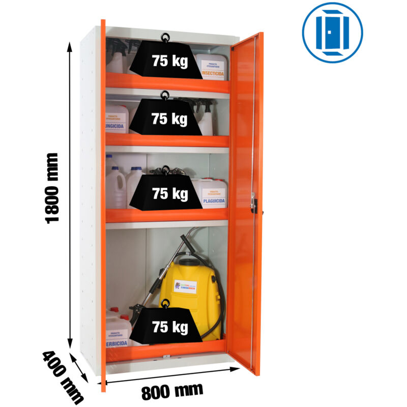 Armoire phytosanitaire simonlocker dism.fitosanitario 180x80x40 mm gri/na - 1800x800x400 75Kg Simonrack