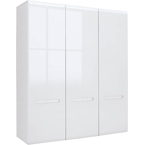 Armoire Placard à 4 portes ,coloris Blanc/Blanc haute brillance - Longueur 180 x Profondeur 57 x Hauteur 210 cm