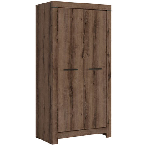 Armoire Placard à deux portes, coloris Chêne marron foncé- Longueur 98 x Profondeur 55 x Hauteur 195 cm