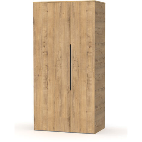 Armoire, placard coloris chêne doré - Longueur 100 x Profondeur 57 x hauteur 200 cm -PEGANE-