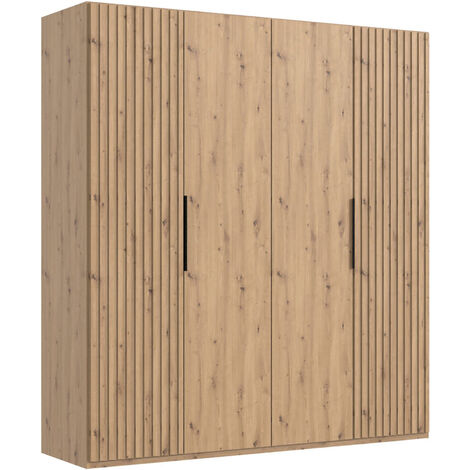 Armoire, placard coloris imitation chêne Artisan - Longueur 200 x Hauteur 216 x Profondeur 58 cm