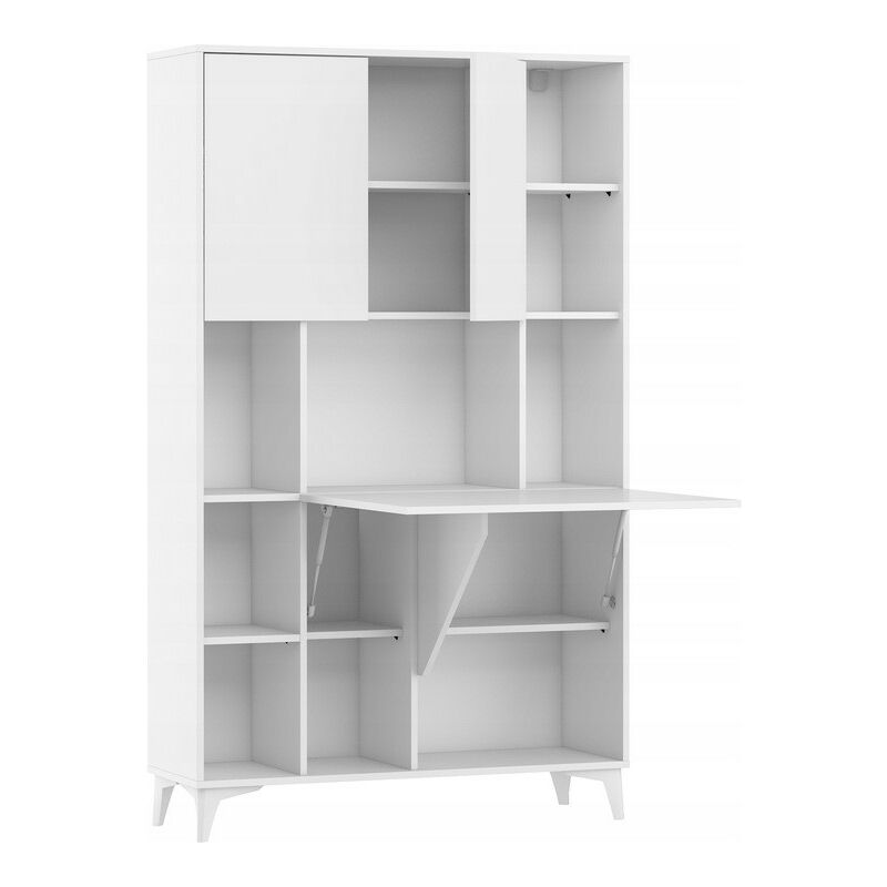 Bb-loisir - Armoire Placard Convertible en bureau et table Home office 175x105x34cm « Meggie 2-Blanc mat»