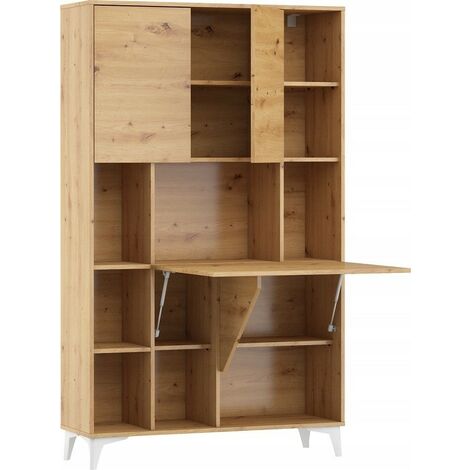 Armoire Placard Convertible en bureau et table Home office 175x105x34cm « Meggie 2-Chêne Artisan»