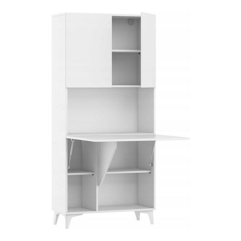 Armoire Placard Convertible en bureau et table Home office 175x80x36cm « Meggie-Blanc mat »
