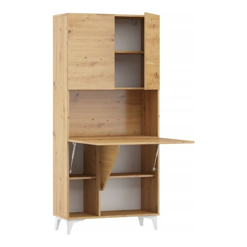 Armoire Placard Convertible en bureau et table Home office 175x80x36cm « Meggie-Chêne Artisan»