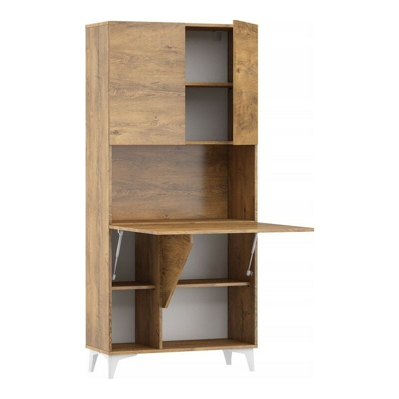 Bb-loisir - Armoire Placard Convertible en bureau et table Home office 175x80x36cm « Meggie-Chêne foncé»