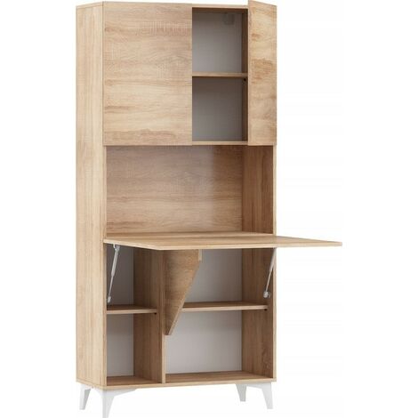 Armoire Placard Convertible en bureau et table Home office 175x80x36cm « Meggie-Sonoma Chêne»