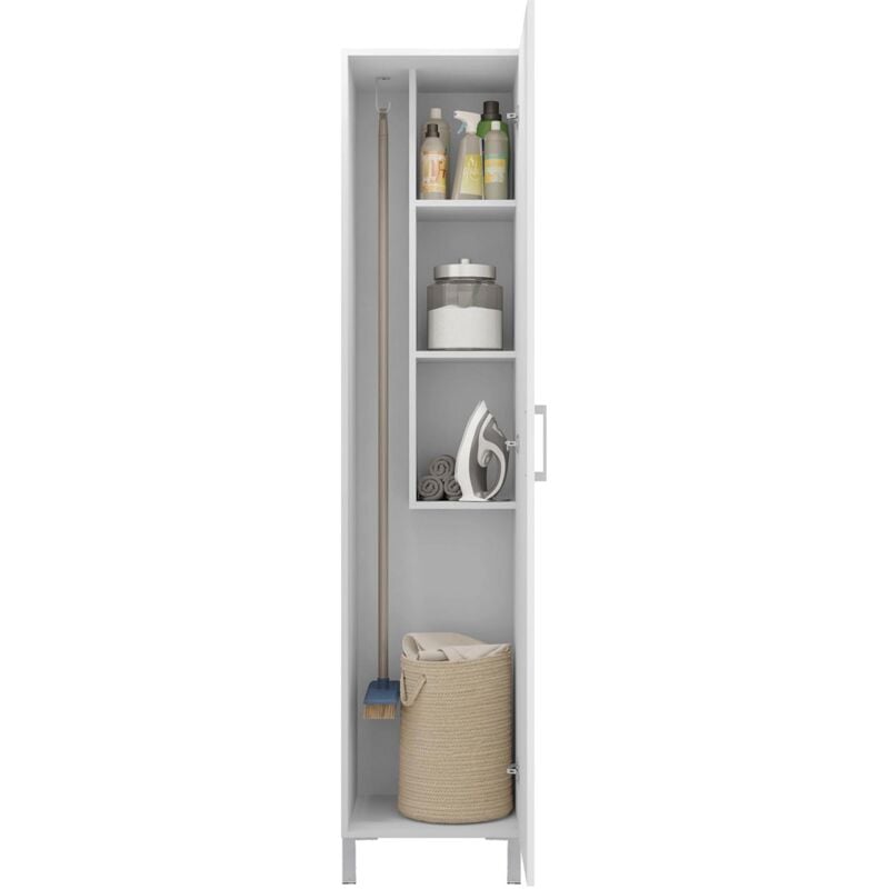 Pegane - Armoire, placard de rangement avec 1 Porte coloris blanc - longueur 42 x profondeur 41 x hauteur 187 cm