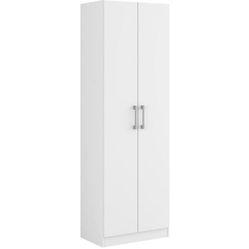 Armoire, placard de rangement avec 2 portes coloris blanc - longueur 56 x profondeur 34 x hauteur 169 cm