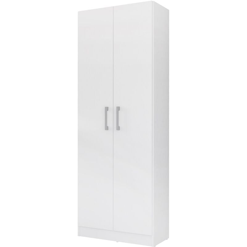 Pegane - Armoire, placard de rangement avec 2 portes coloris blanc - longueur 61 x profondeur 32 x hauteur 170 cm