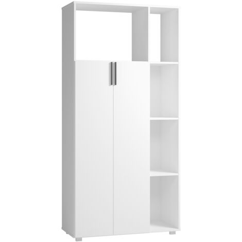 Armoire, placard de rangement avec 2 portes coloris blanc - longueur 90 x profondeur 38 x hauteur 186 cm