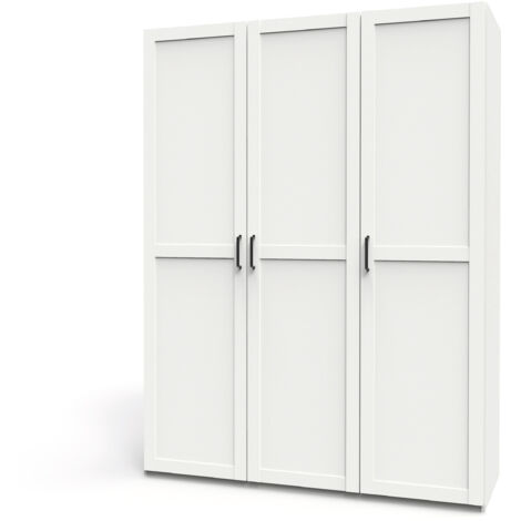 Armoire Placard de rangement avec 3 portes réversible coloris Blanc/cambrien - Longueur 150 x Profondeur 50 x Hauteur 200 cm