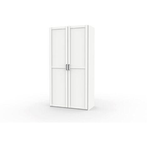 Armoire Placard de rangement de 2 portes réversible coloris Blanc/cambrien - Longueur 100 x Profondeur 50 x Hauteur 200 cm