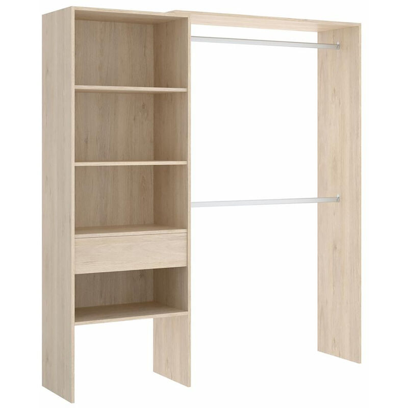 Pegane - Armoire placard extensible coloris naturel - Longueur 110-160 x Hauteur 187 x Profondeur 40 cm