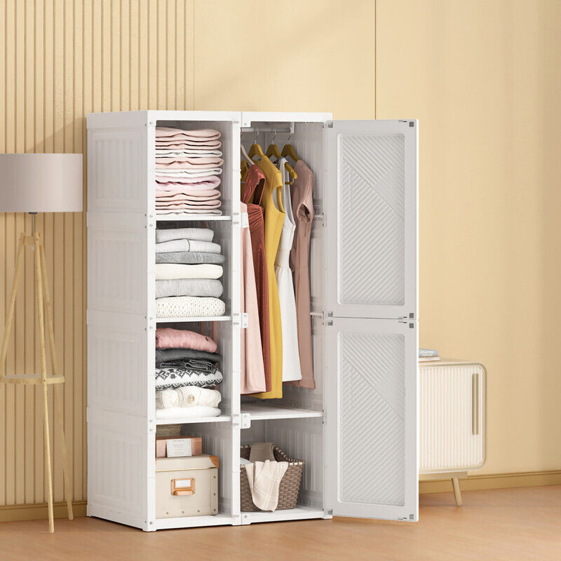 Armoire pliable 6 portes, avec tringle et fermeture magnétique, multifonction et facile à assembler. Pour salon ou chambre, blanc, 69x50x136 cm