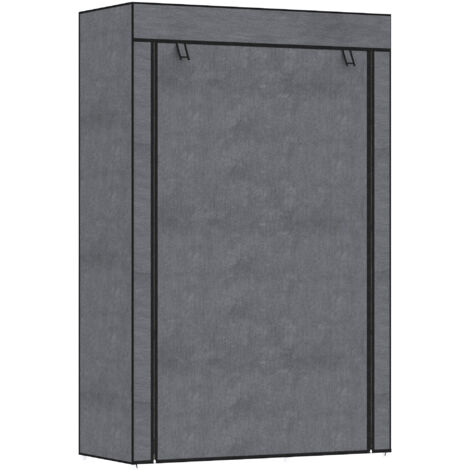 Armoire pliable en tissu, penderie portable avec 6 étagères et 1 tringle pour chambre, 103 x 43 x 162,5 cm, gris foncé