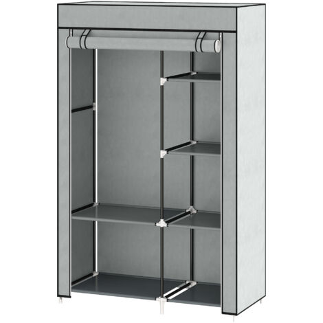 Armoire pliable en tissu, penderie portable avec 6 étagères et 1 tringle pour chambre, 103 x 43 x 162,5 cm, grise