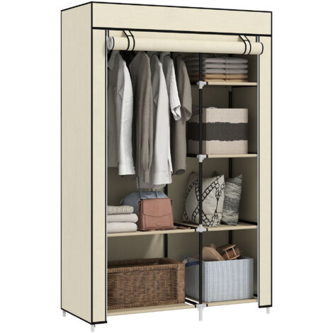 Armoire Pliable Garde-Robe Gain de Place, 103x43x162.5cm, Crème