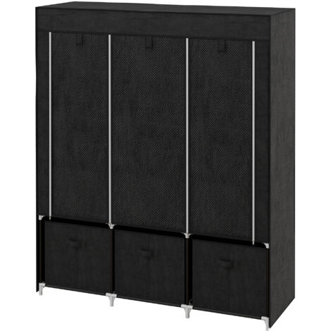 Armoire pliante gain de place en tissu, 125 x 43 x 162,5 cm, noire