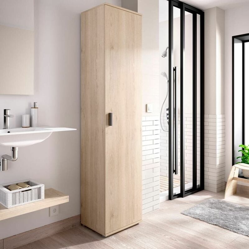 Dekit - Armoire polyvalente 1 porte Fit naturel Naturel 39 x 190 x 35 cm - Naturel