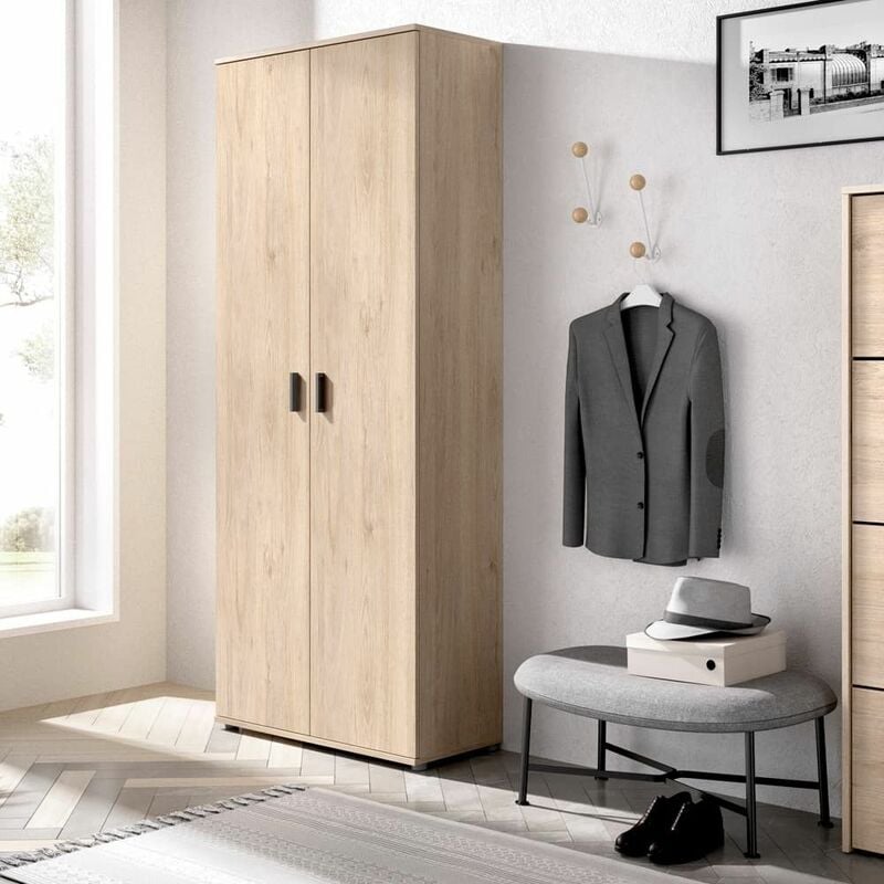 Armoire à balais 2 portes Fit naturel Naturel 78 x 190 x 35 cm - Naturel