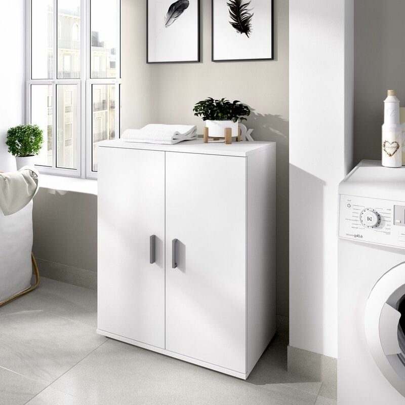 Dekit - Meuble bas 2 portes Fit Blanc 61 x 80 x 35 cm - Blanc