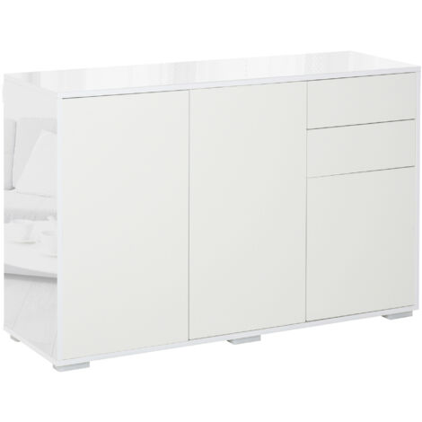Armoire polyvalente, 2 tiroirs, 2 placards ouverture pression, blanche