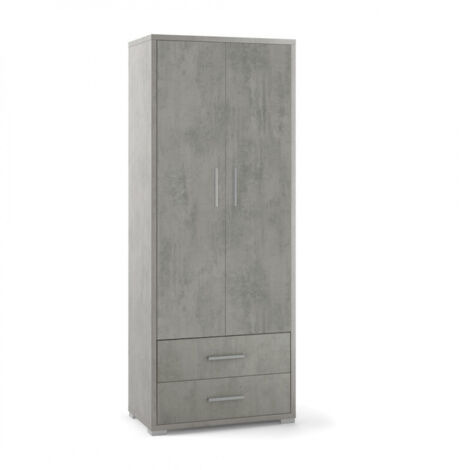 Armoire polyvalente à deux portes et deux tiroirs Beton Cemento 71x41x h182 cm