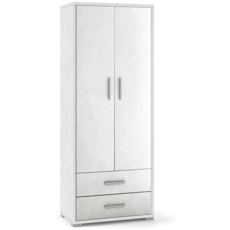 Armoire polyvalente à deux portes et deux tiroirs en Ossido White 71x41x h182 cm