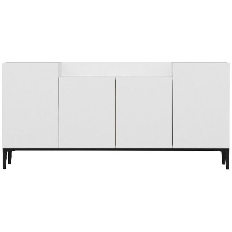 Armoire à Usages Multiples Annalisa, Panneau Aggloméré Mélaminé, Plastique, Blanc, Noir, 160x42x75 cm