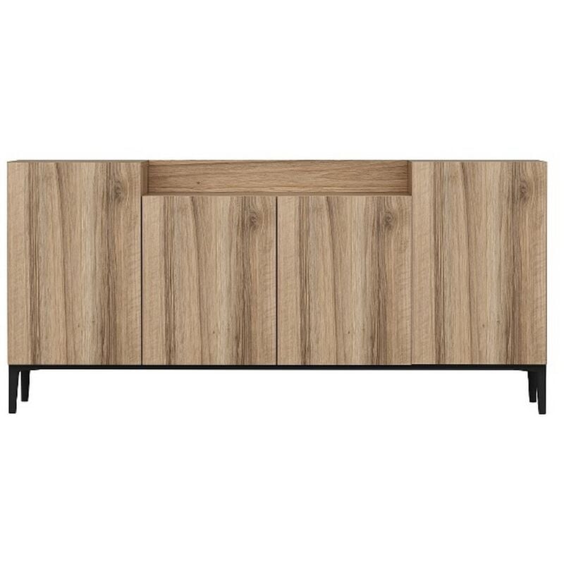 Epikasa - Armoire à Usages Multiples Annalisa, Panneau Aggloméré Mélaminé, Plastique, Noyer, 160x42x75 cm