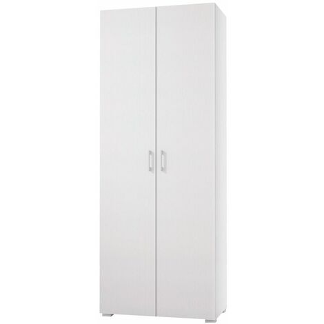 Armoire polyvalente avec 2 portes, 1 tiroir et 6 étagères intérieures, portes blanches
