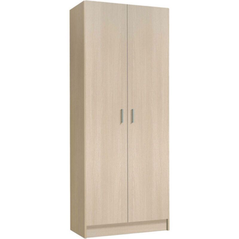 Armoire polyvalente avec deux portes battantes et deux étagères réglables en hauteur, couleur chêne, 73 x 37 x h180 cm