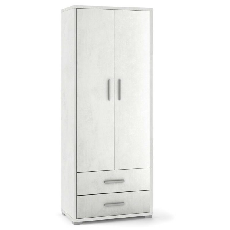 Sarmog - Armoire polyvalente avec deux portes et deux tiroirs Oxyde Blanc 71x41x h182 cm