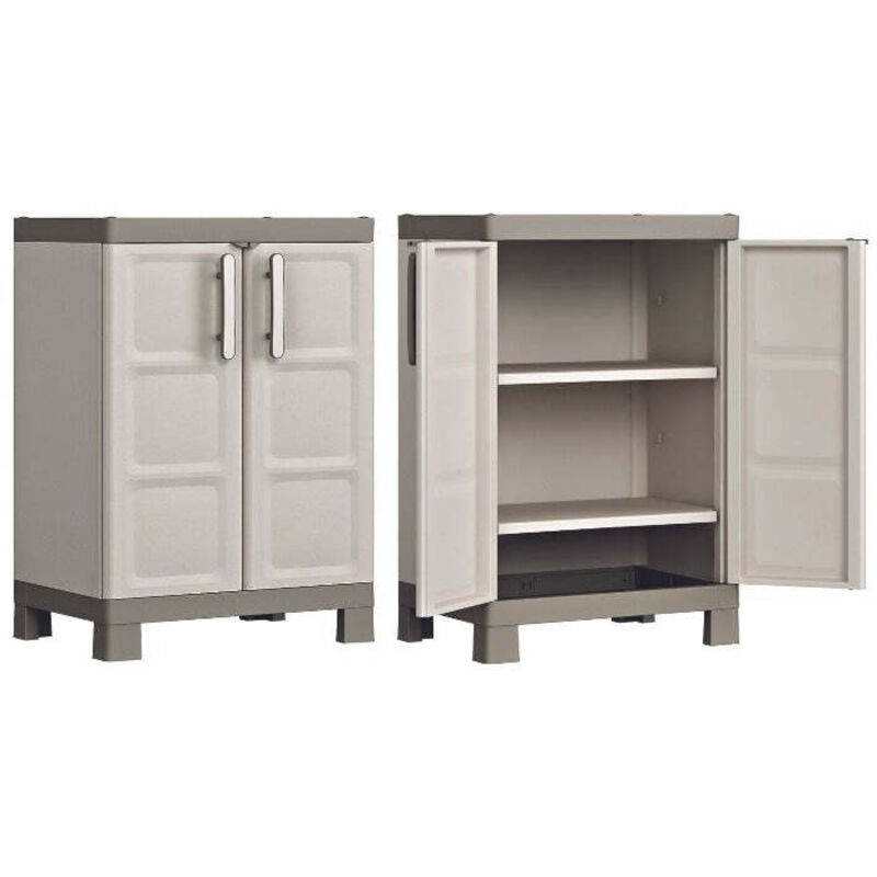 Keter excellence meuble bas en plastique avec deux e'tage'res re'glables cm65x45x97 couleur beige