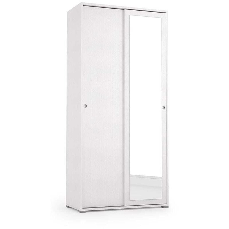Kiamami Valentina - Armoire Polyvalente Avec Tube De Suspension Blanc Avec Portes Coulissantes