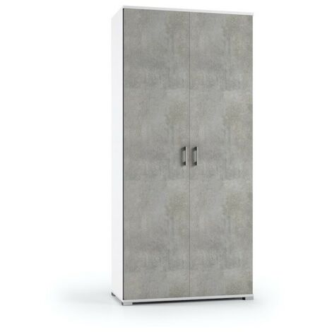 Armoire polyvalente blanche avec deux portes en béton 90x45x h195 cm