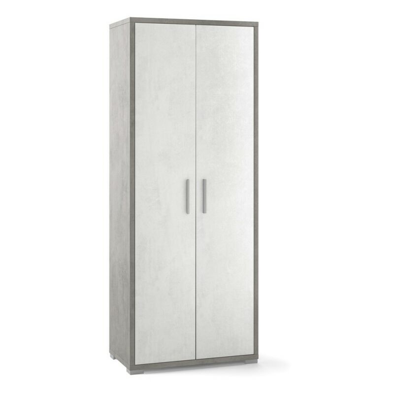 Sarmog - Armoire polyvalente à deux portes Ciment Blanc 71x41x h182 cm