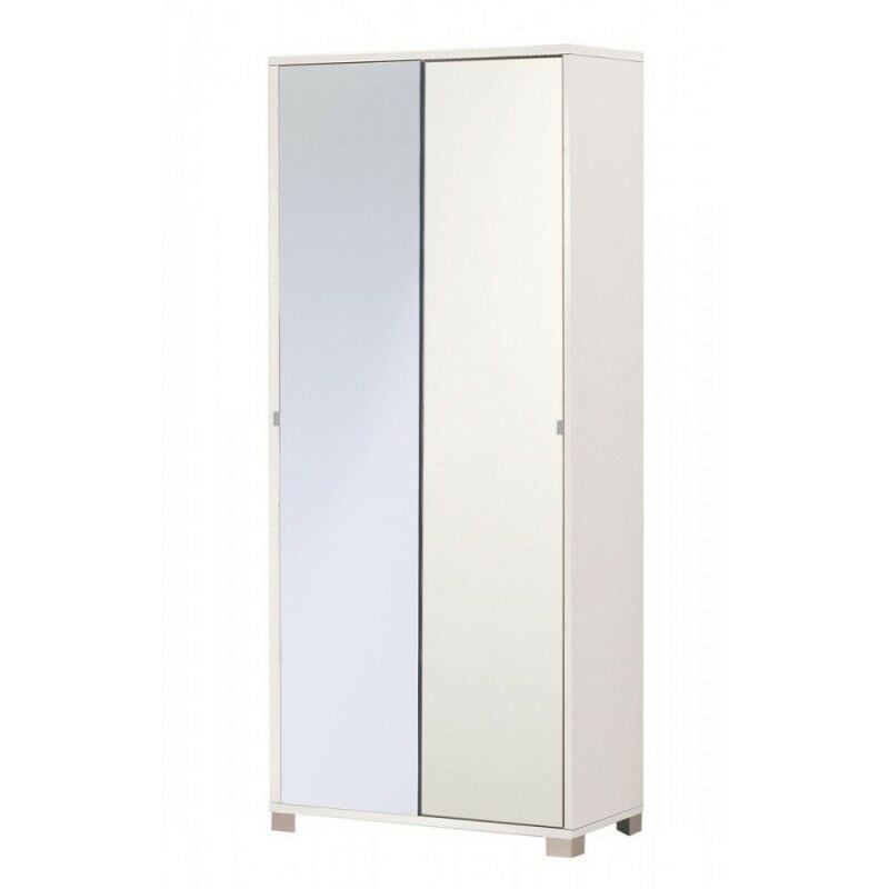 Sarmog - Armoire polyvalente à deux portes coulissantes avec miroir blanc 82x41x h190 cm