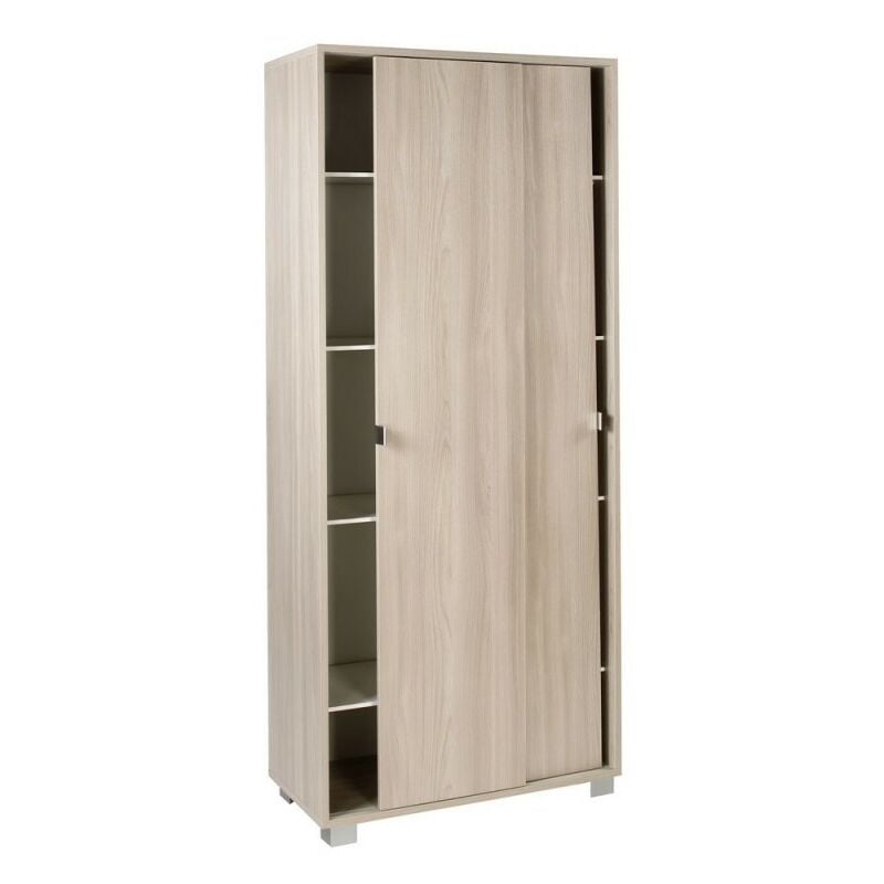 Armoire polyvalente à deux portes coulissantes avec étagères Light Elm 82x41x h190 cm