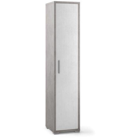 Armoire polyvalente étroite en bois de ciment blanc 39x41x h182 cm